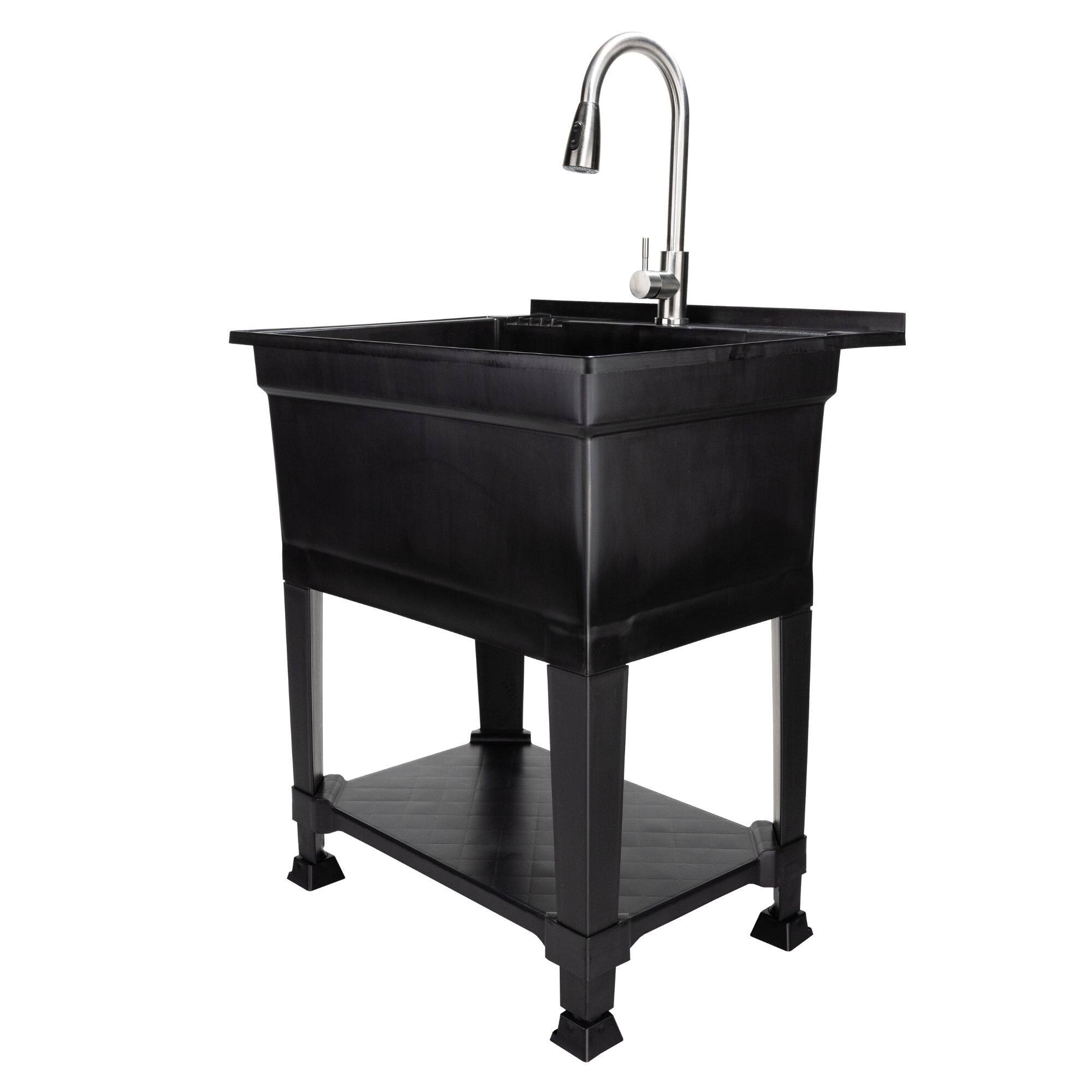 UTILITYSINKS - Utility Sink Heavy Duty Freestanding Utility Tub Sink, 30 x 24 Inches - Black