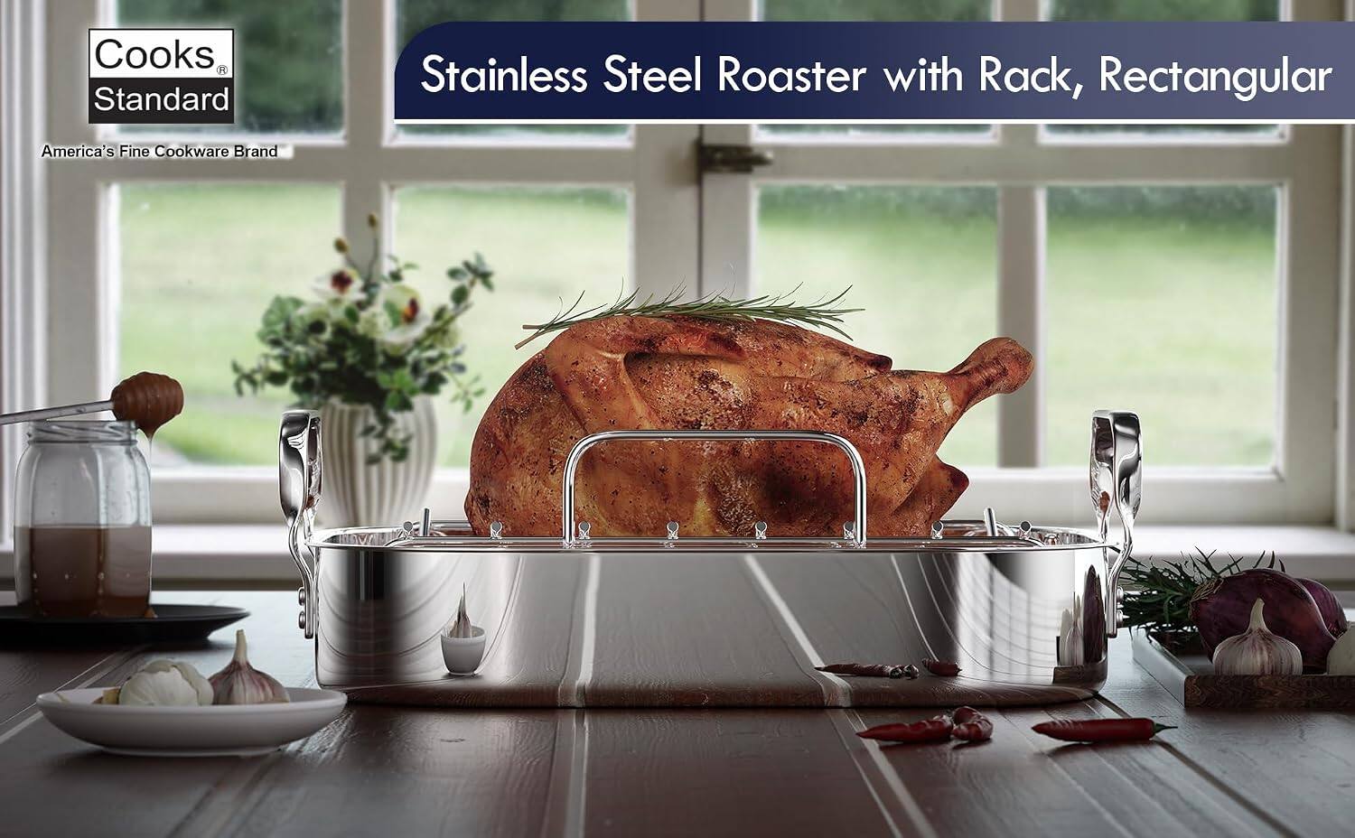 Cooks Standard Stainless Steel Roaster with Rack, Rectangular  
America's Fine Cookware Brand