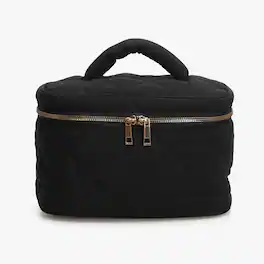Hynes Eagle - Quilted Top Handle Toiletry Bag - Black