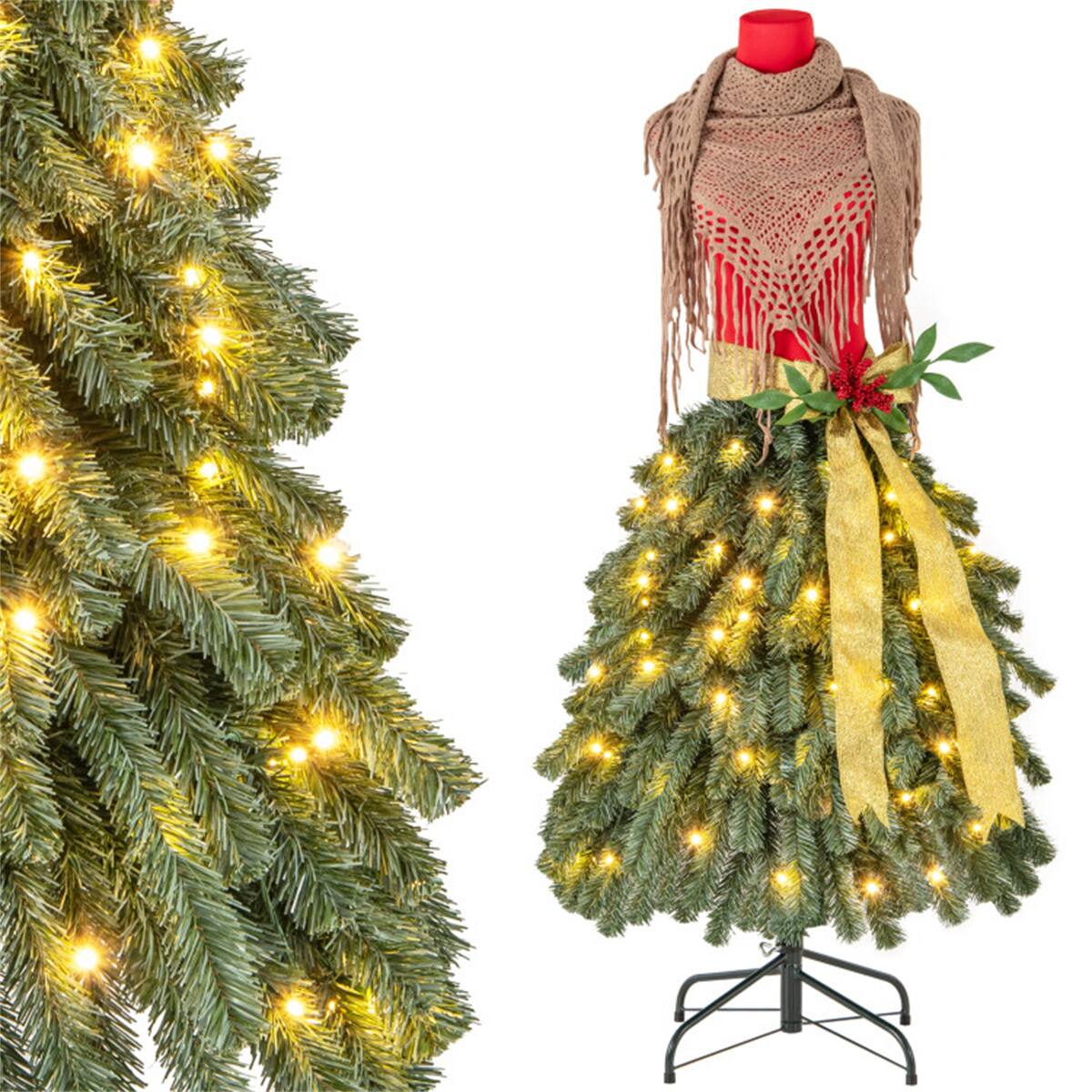 Alt View 7. Resenkos - Resenkos 5 FT Pre-lit Mannequin Artificial Christmas Tree Dress Form - Green.