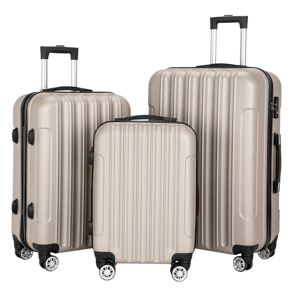 Winado - 20"/24"/28" Luggage Set 3 Piece, ABS Hard Shell Suitcase Set for Travel, Spinner Wheels and TSA Lock - Champagne