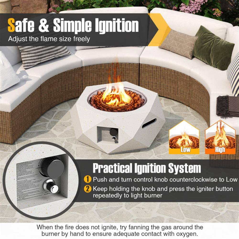 Safe & Simple Ignition  
Adjust the flame size freely

Practical Ignition System  
1. Push and turn control knob counterclockwise to Low  
2. Keep holding the knob and press the igniter button repeatedly to light burner  

When the fire does not ignite, try fanning the gas around the burner by hand to ensure adequate contact with oxygen.