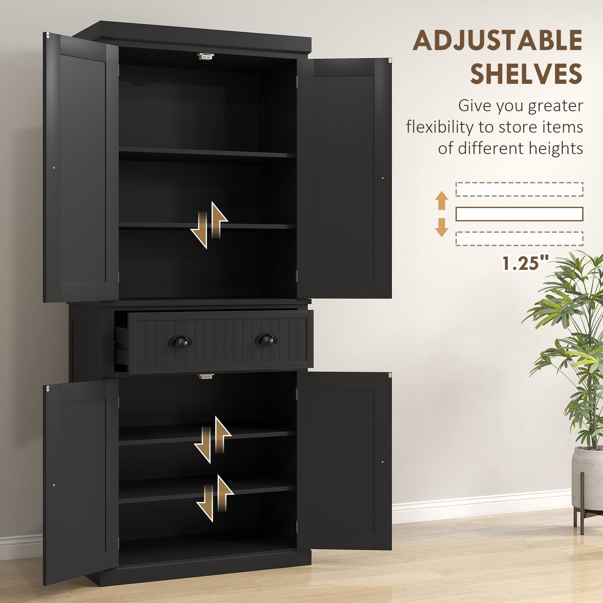 ADJUSTABLE SHELVES
Give you greater flexibility to store items of different heights
1.25"