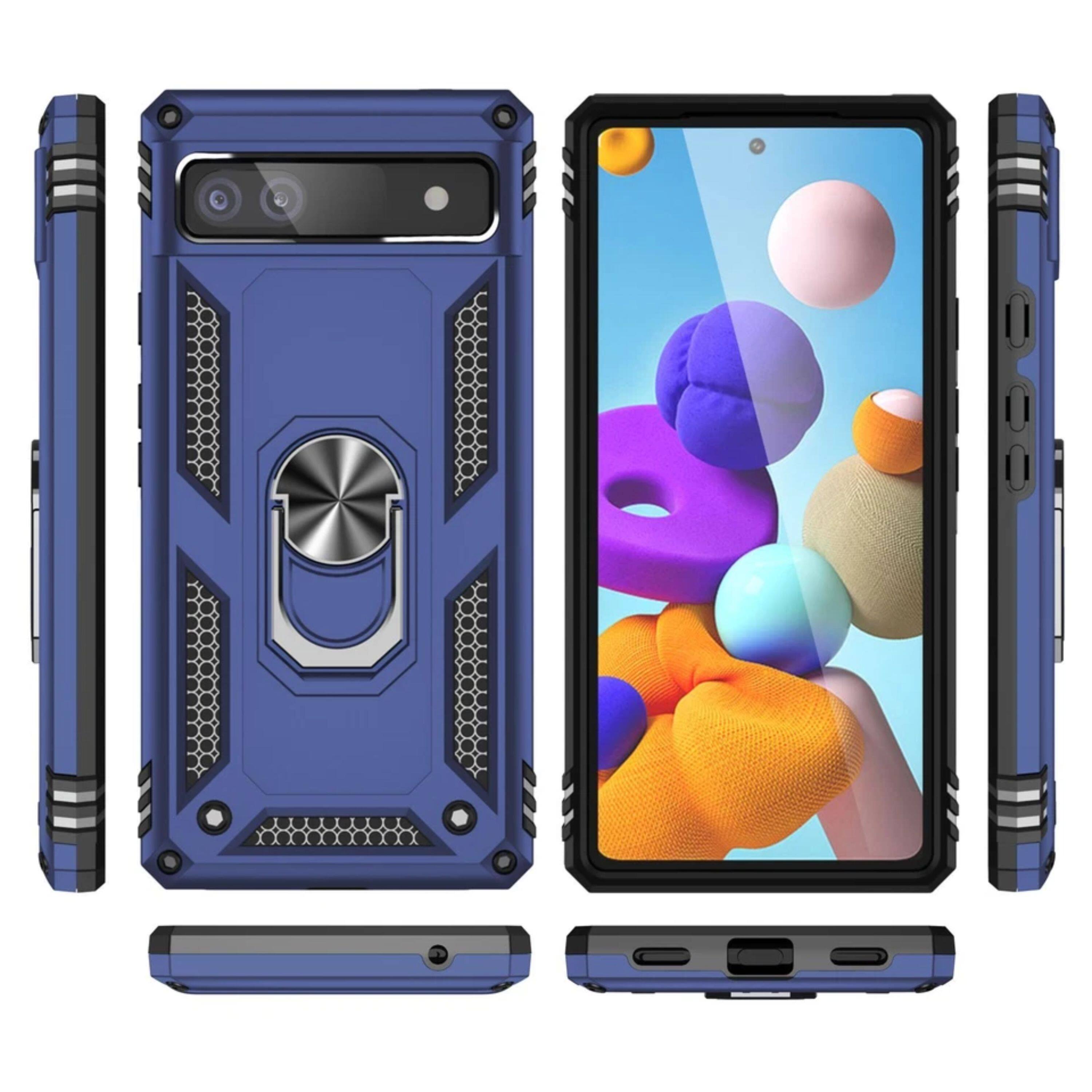 Angle. Kitcheniva - Phone Cover Shockproof With Tempered Glass For Google Pixel 7A Blue - Blue.