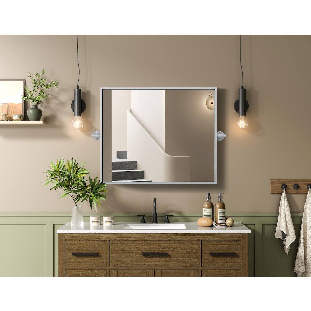 Alt View 10. Elegant Kitchen and Bath - Amoura 20X24 Pivot Mirror In Silver - Silver.