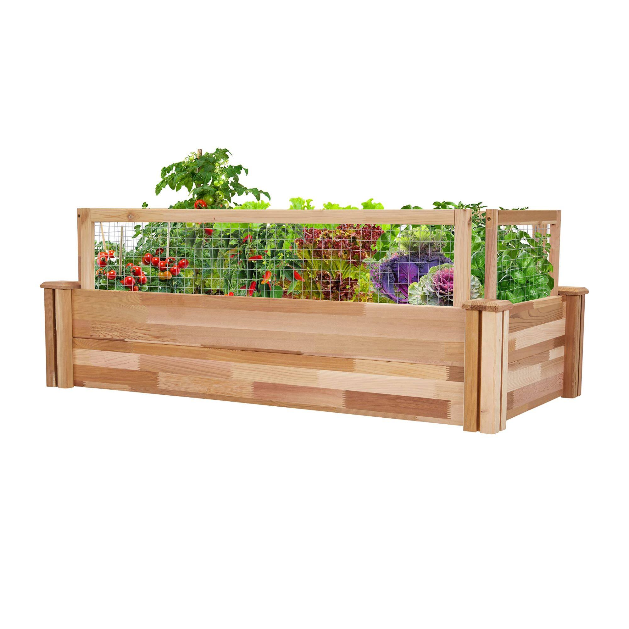 Alt View 4. Jumbl - Raised Garden Bed, 48 x 48 x 10 in, Elevated Canadian Cedar Wood Herb Garden Planter. - Brown.