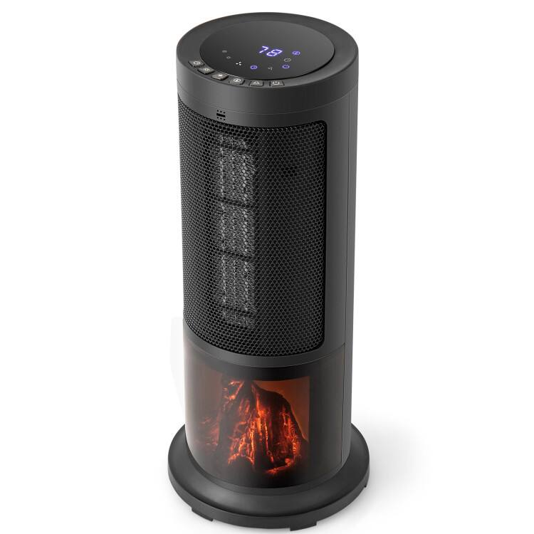 Alt View 8. HONGGE - Quiet Space Heater with Flame Effect and Remote Control - Black.