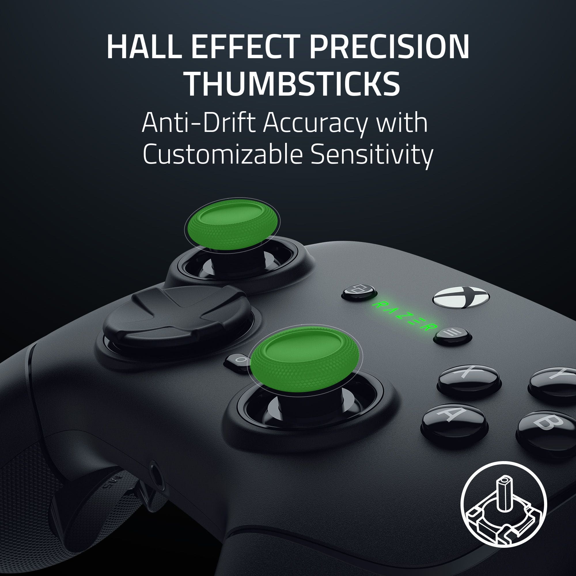 Hall Effect Precision Thumbsticks Anti-Drift Accuracy with Customizable Sensitivity Razer