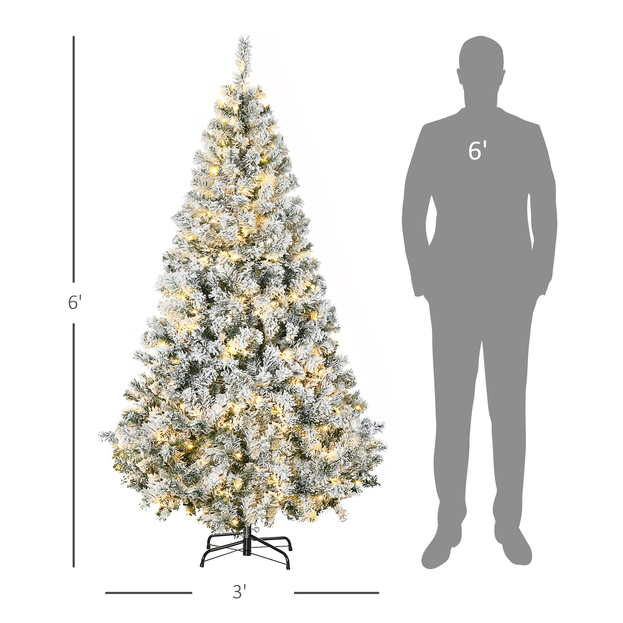 Alt View 2. Homcom - Prelit Snow Flocked Artificial Christmas Tree, 638 Branches 220 Warm White LEDs - Green.