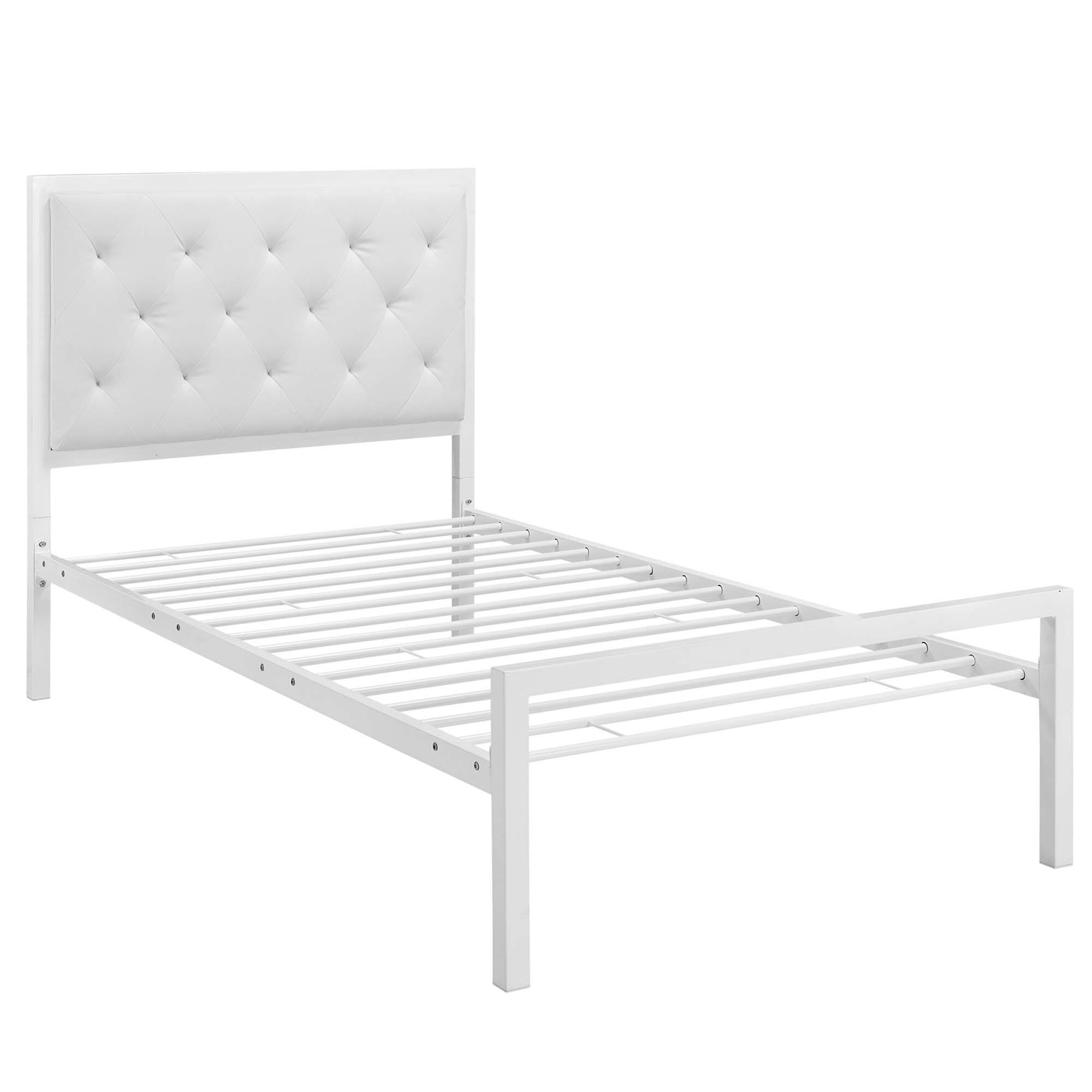 Alt View 4. Modway - Mia Vinyl Twin Bed - White.