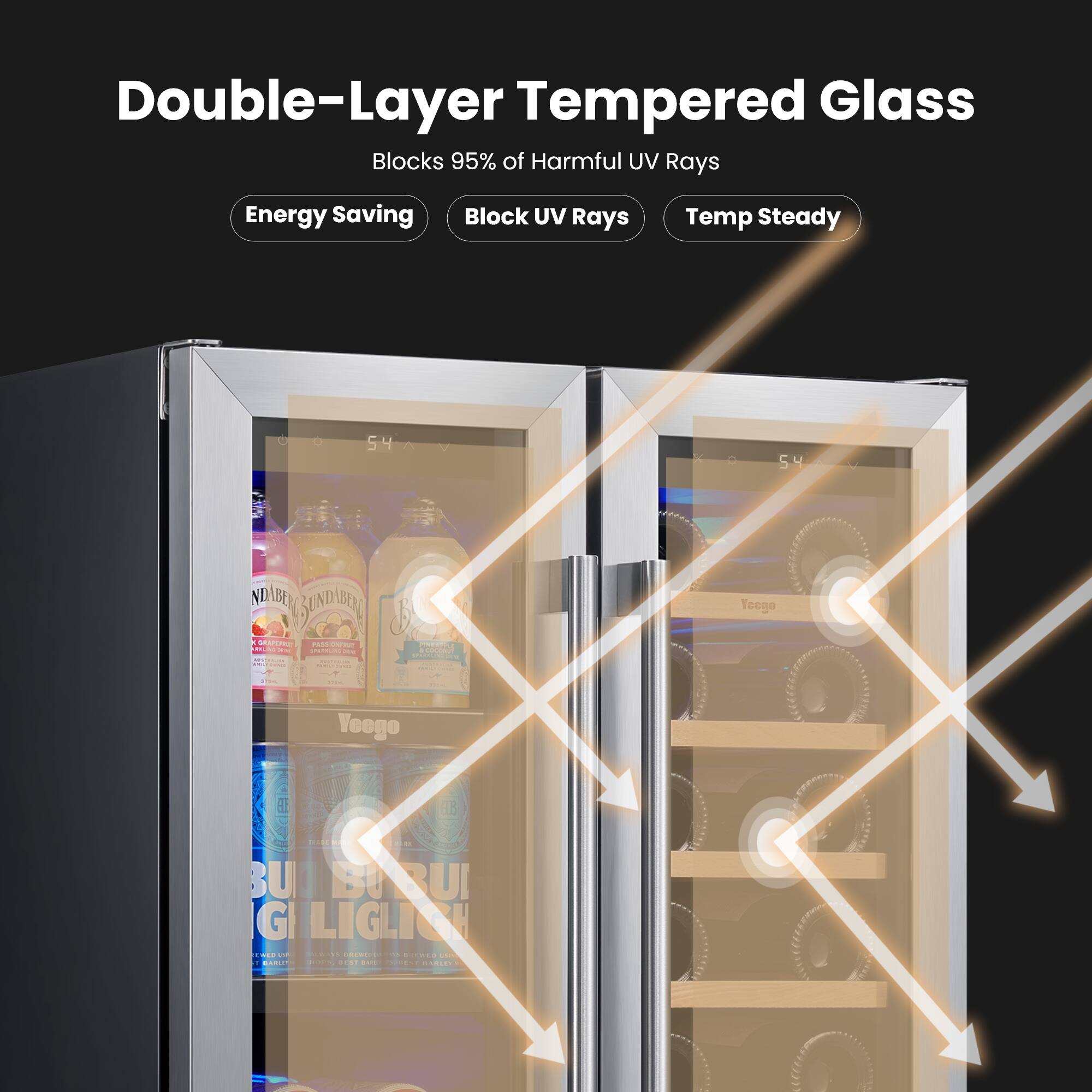 Double-Layer Tempered Glass Blocks 95% of Harmful UV Rays Energy Saving Block UV Rays Temp Steady