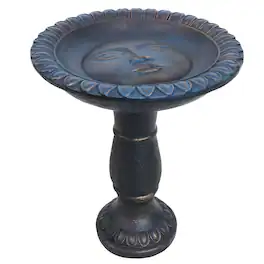 Sunnydaze - Facade du Soleil Reinforced Concrete Bird Bath - 26 in - Patina Blue