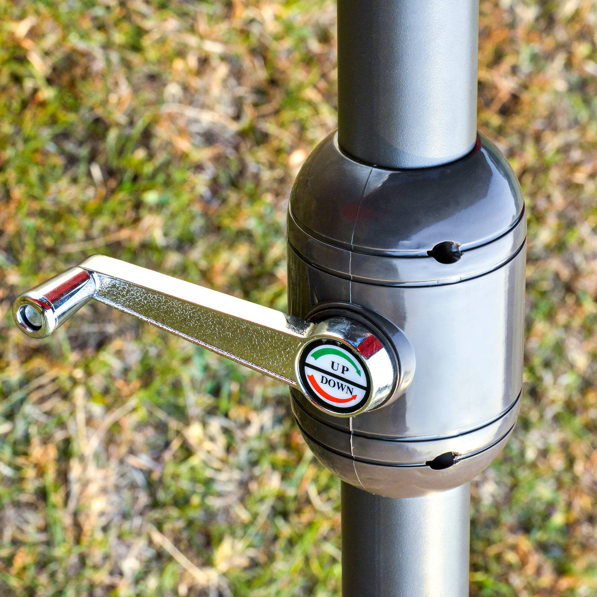 Alt View 4. Outsunny - Large Patio Umbrella with Base Included, 15' Steel Rectangular Double Sided Outdoor Umbrella - Beige.