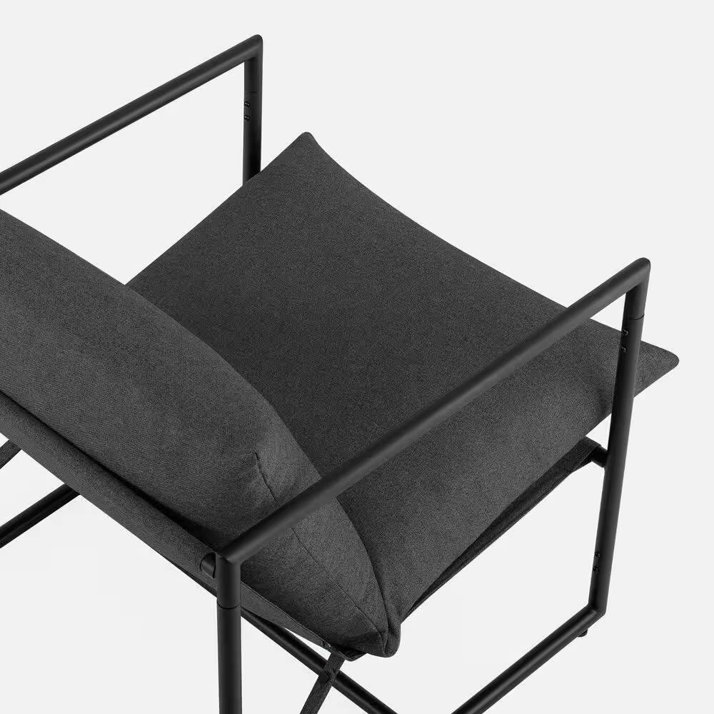 Angle. Hivvago - Modern Dark Grey Upholstered Accent Chair with Metal Frame - Black.