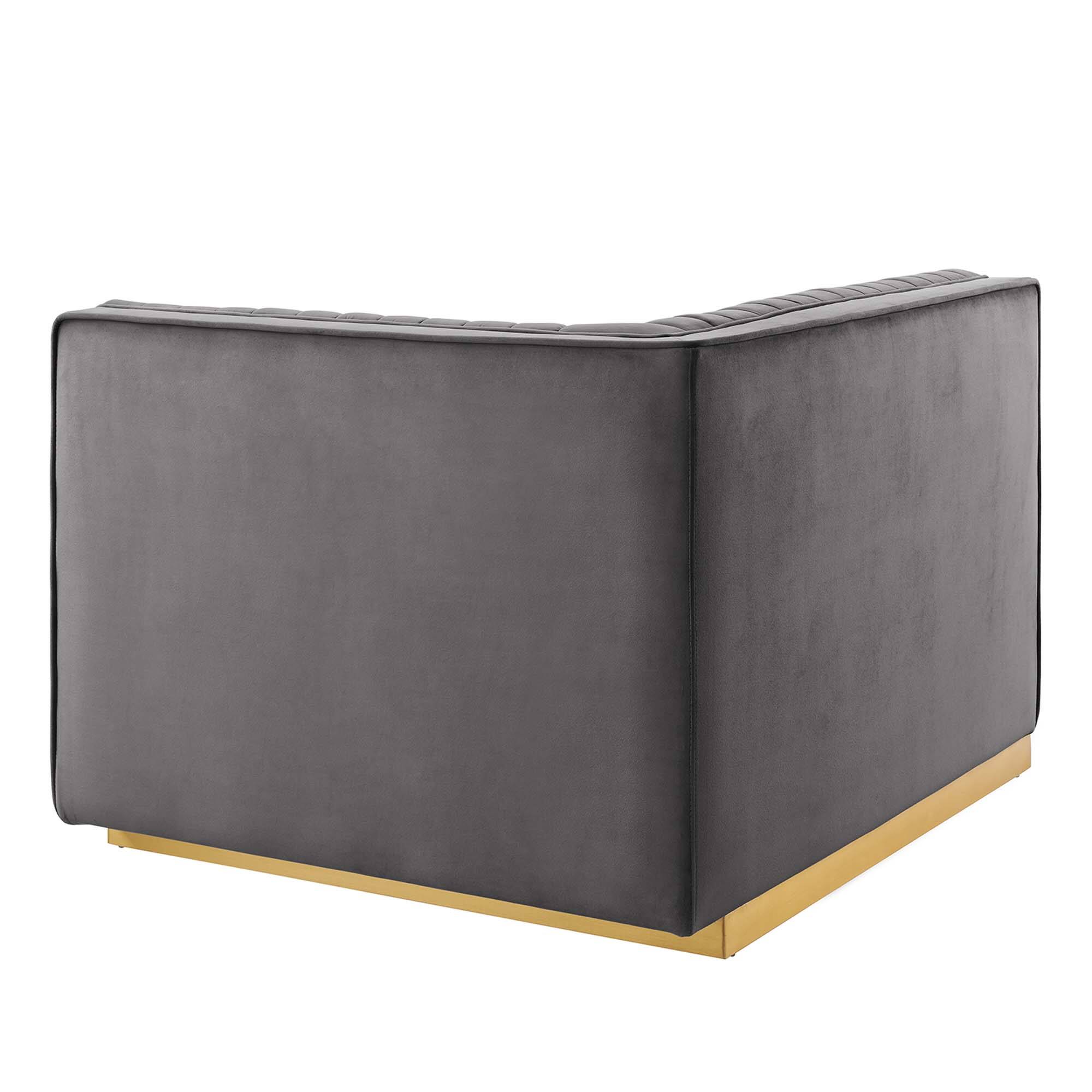 Alt View 1. Modway - Sanguine Channel Tufted Performance Velvet Modular Sectional Sofa Right-Arm Chair by Modway - Gray.