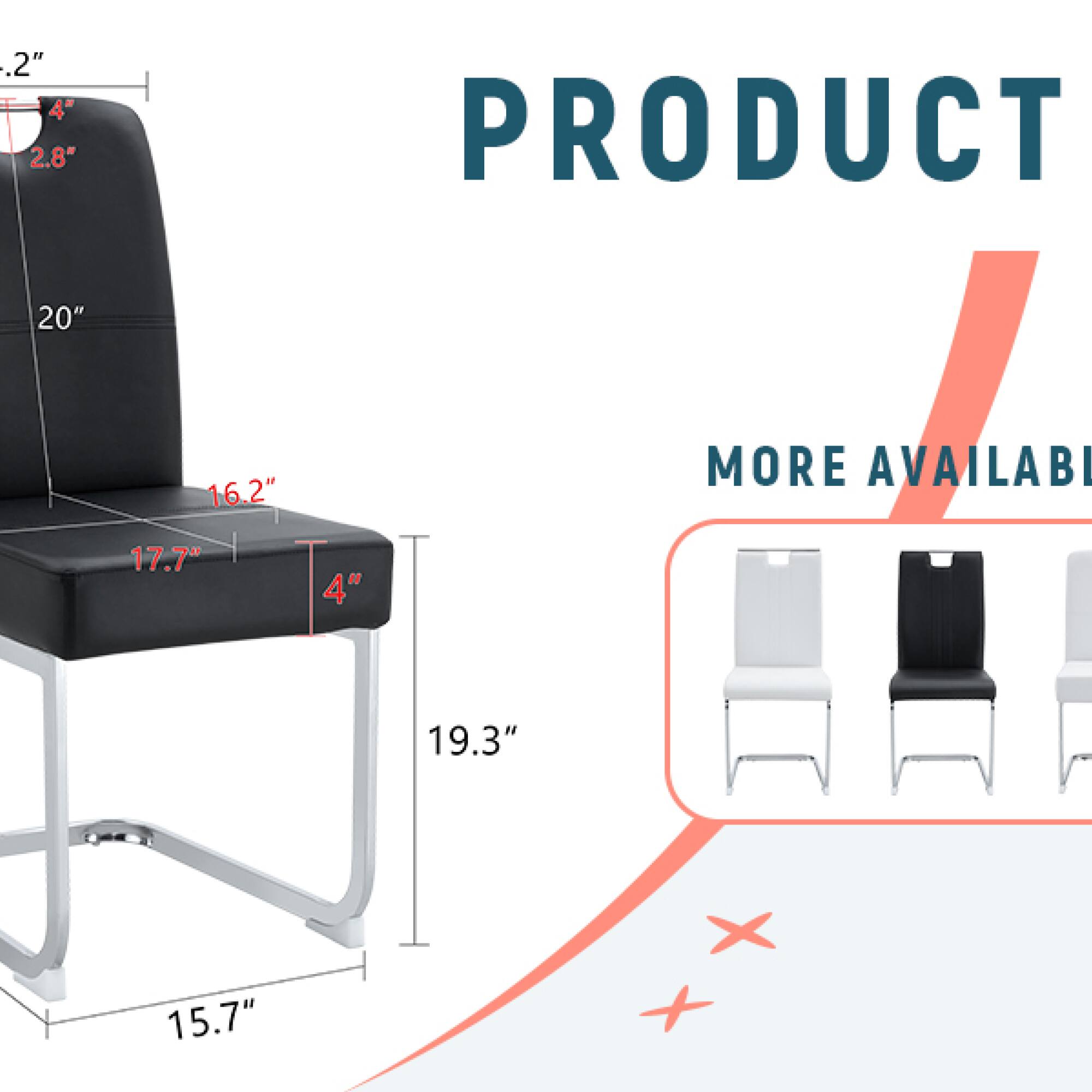 2" 4" 2.8" 20" PRODUCT 16.2" MORE AVAILABLE 17.7" 4" 19.3" 15.7"