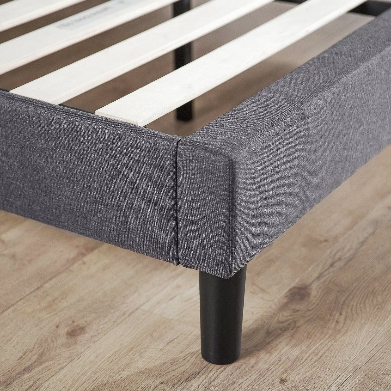 Left. Hivvago - Hivvago King size Upholstered Platform Bed Frame with Mid-Century Style Legs - Gray.