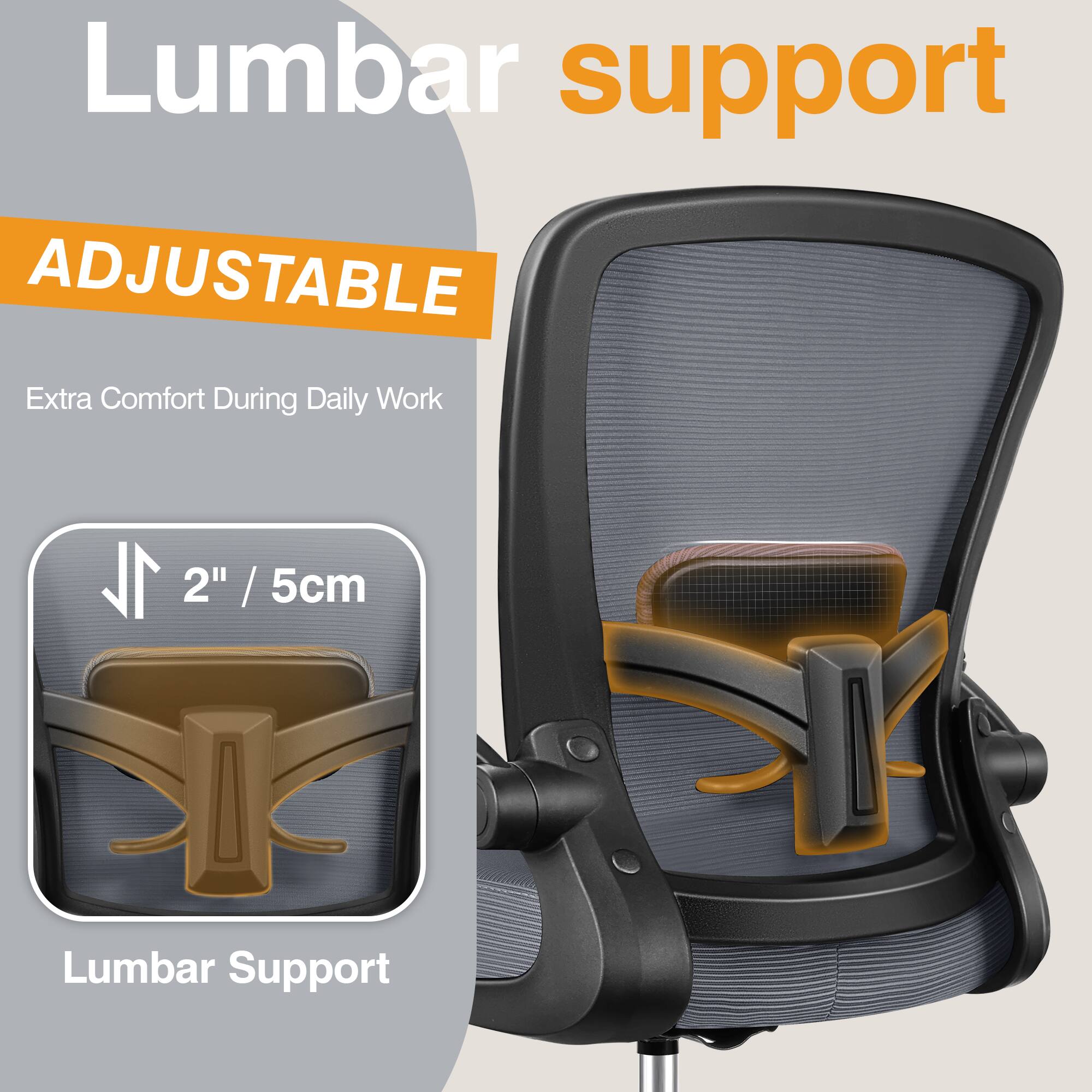 Lumbar support ADJUSTABLE Extra Comfort During Daily Work 2" / 5cm