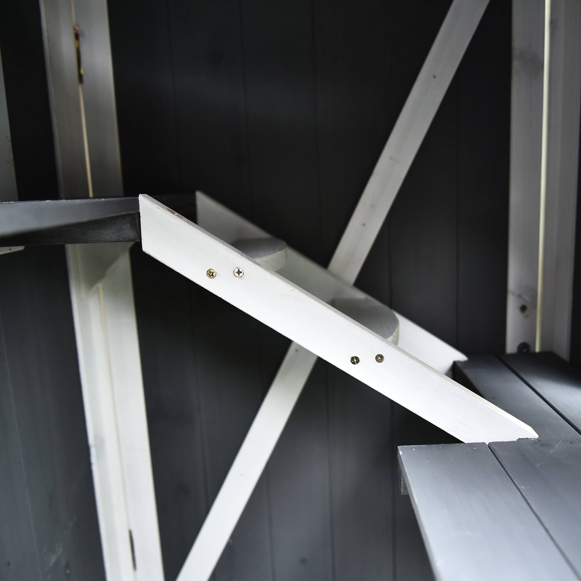 Alt View 5. Pawhut - 43"H Wooden Outdoor Cat House with Hammock, Weatherproof 3-Floor Feral Shelter, Escape Doors, Asphalt Roof.