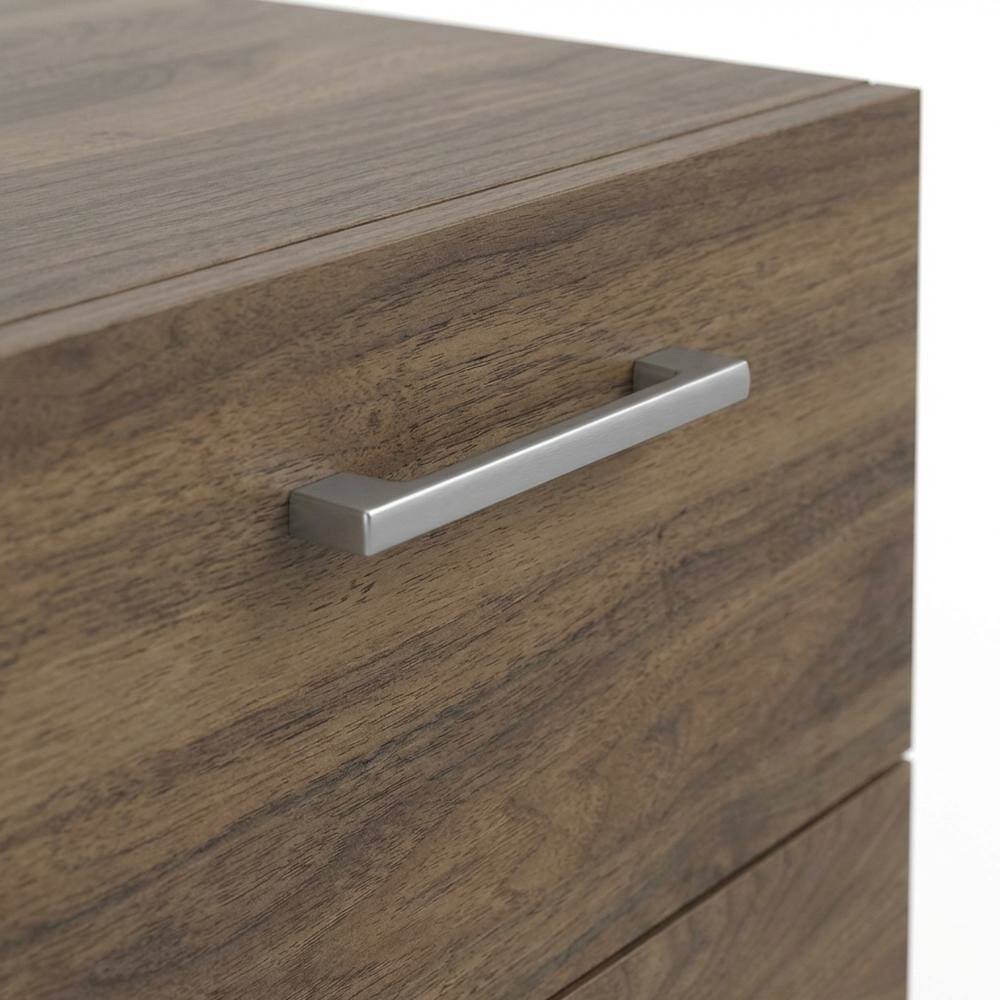Back. FurniFact - Walnut Nightstand with 2 Drawers and Timeless Style for Bedroom Storage - Brown.