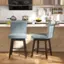 Alt View 1. Costway - 27" Swivel Bar Stools Set of 2 with Rubber Wood Legs Upholstered Linen Bar Chairs - Gray.