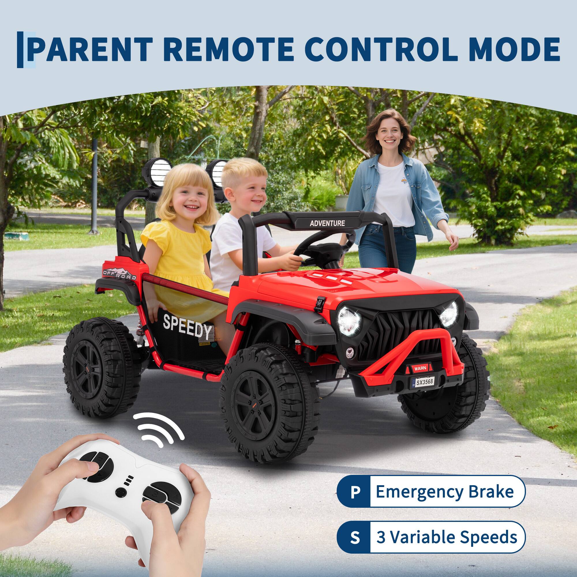 PARENT REMOTE CONTROL MODE

ADVENTURE

SPEEDY

Emergency Brake

3 Variable Speeds