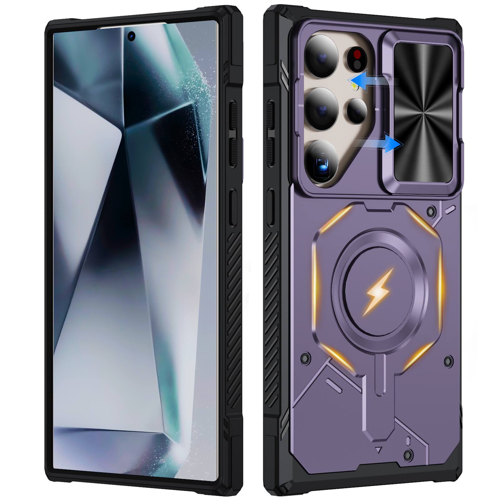 UUCOVER - Magnetic Case for Samsung Galaxy S24 Ultra,Shockproof TPU+PC Case Compatible with MagSafe Rugged Sliding Lens Cover - Lightpurple