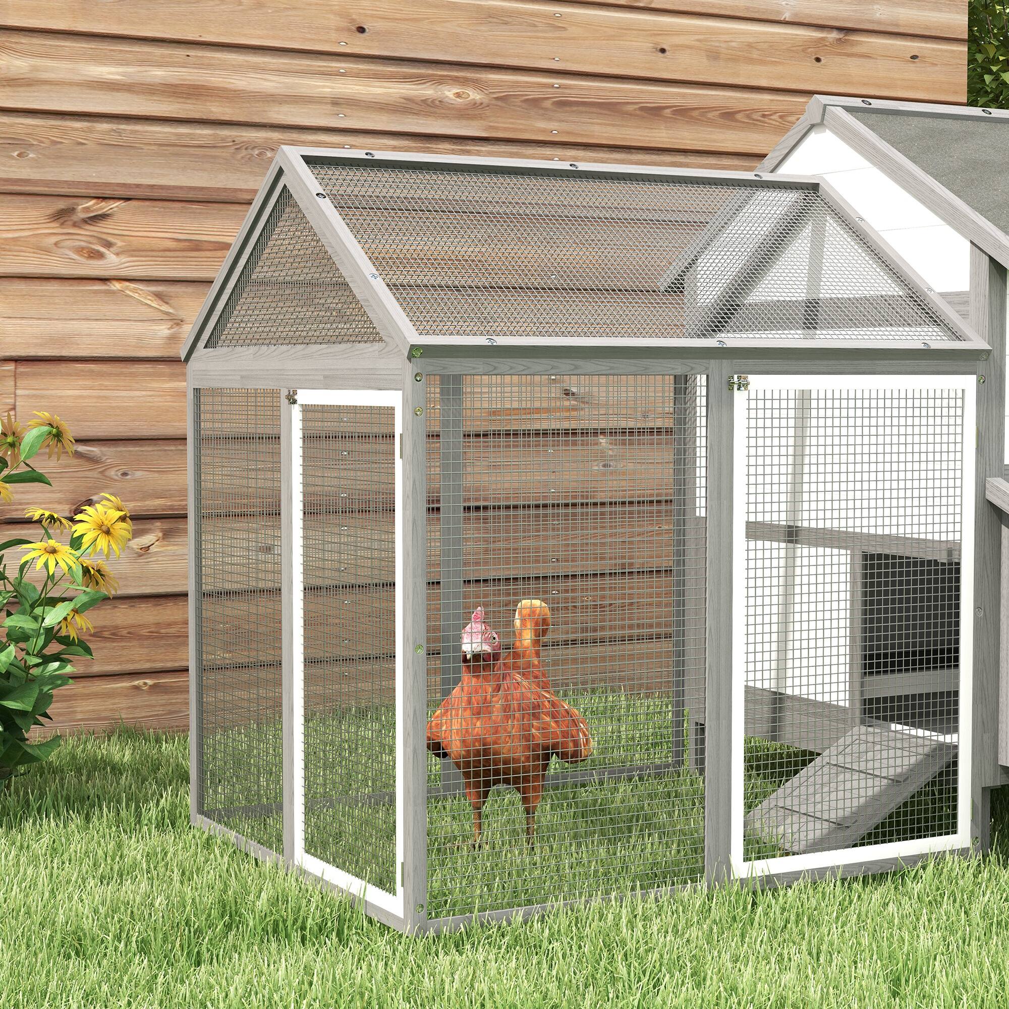 Alt View 5. Pawhut - 100" Large Wooden Chicken Coop Rabbit Hutch Poultry Cage Hen Pen with Double Run, Nesting Box for Backyard.