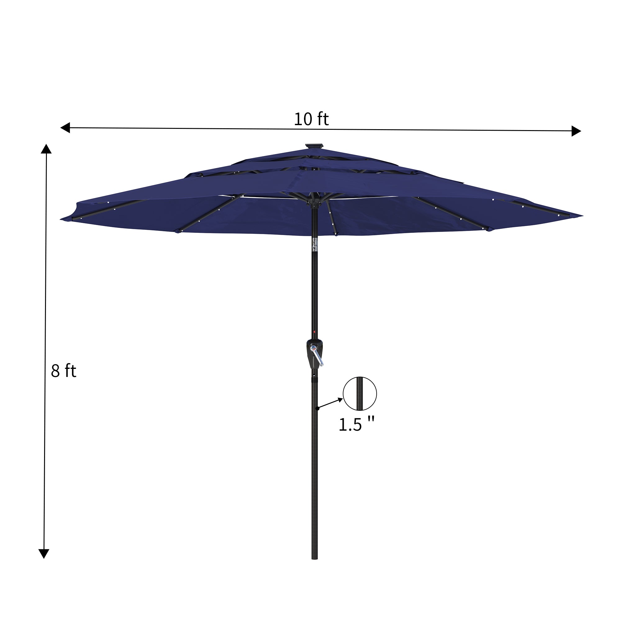 Alt View 2. Boyel Living - Aluminum Patio Market Umbrella Double or Triple Vent with Tilt - Navy.