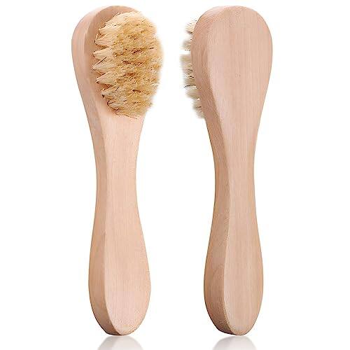Front. Vulpecula Spade - 2 Pack Mini Dry Brush, Natural Bristle Small Body Brush, Exfoliating Facial Cleansing Brush for Soft Skin and Other.