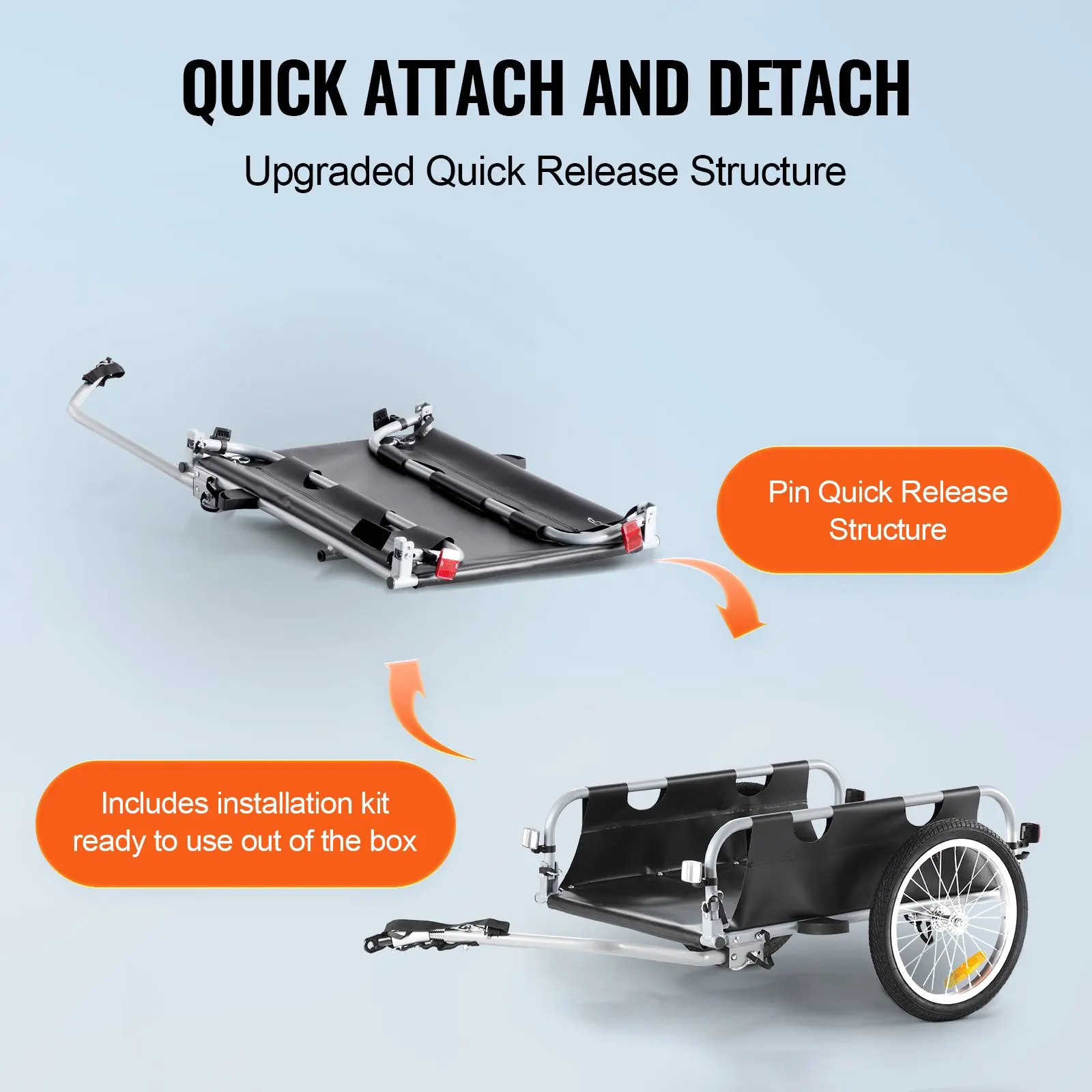 QUICK ATTACH AND DETACH  
Upgraded Quick Release Structure  
Pin Quick Release Structure  
Includes installation kit ready to use out of the box