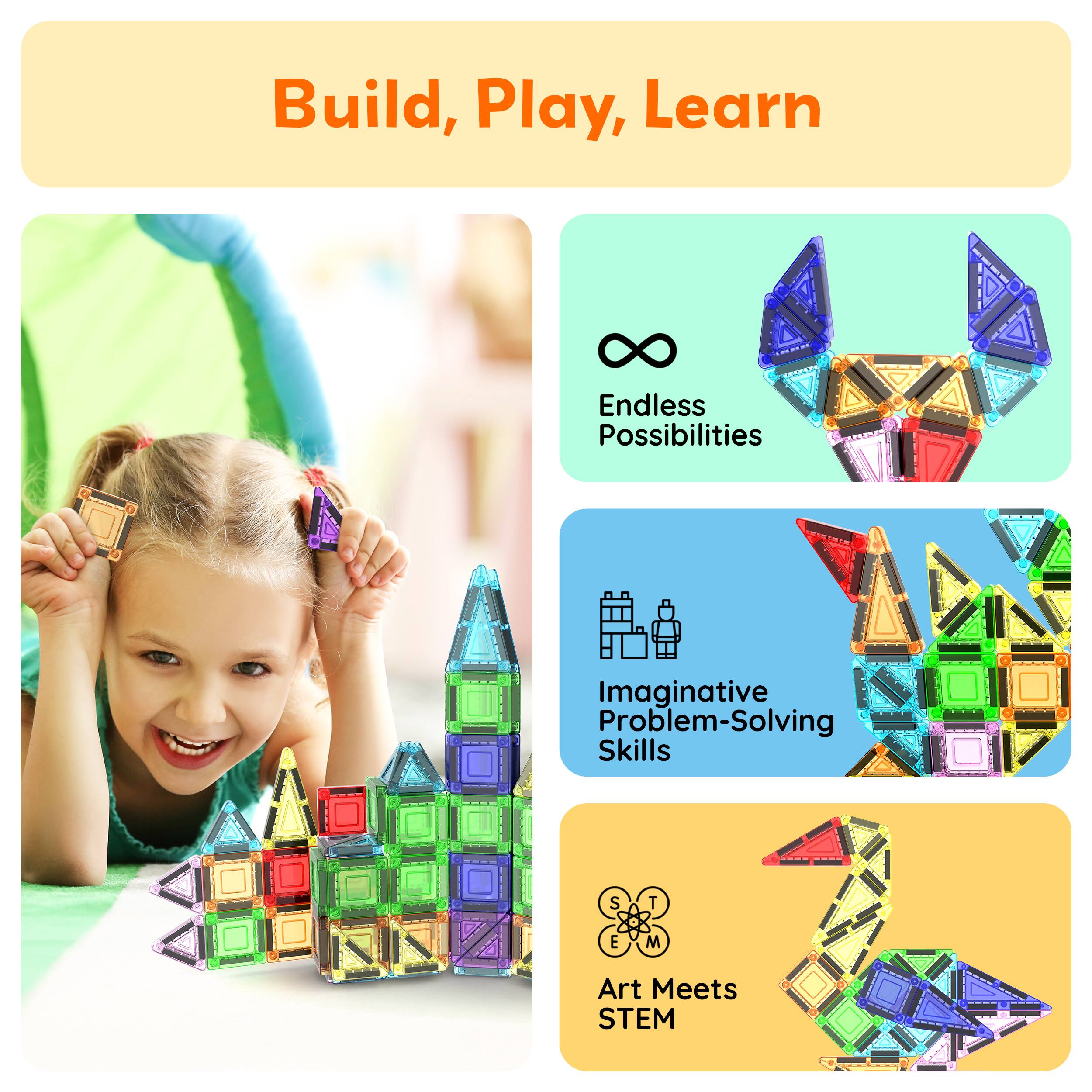 Build, Play, Learn

- Endless Possibilities
- Imaginative Problem-Solving Skills
- Art Meets STEM