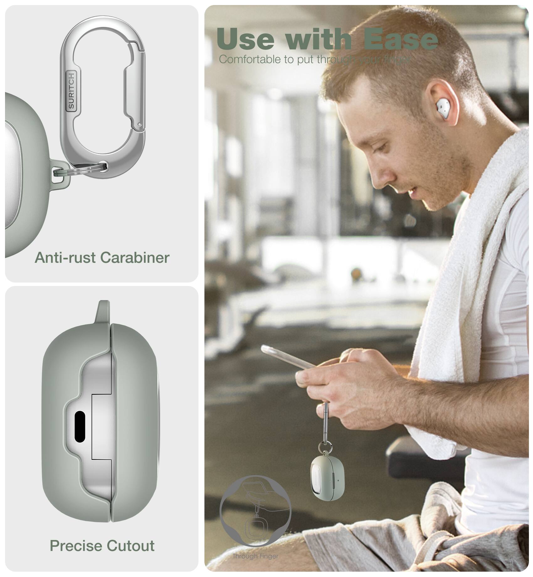 SURITCH  
Use with Ease  
Comfortable to put through your finger  
Anti-rust Carabiner  
Precise Cutout  
1 Through Finger