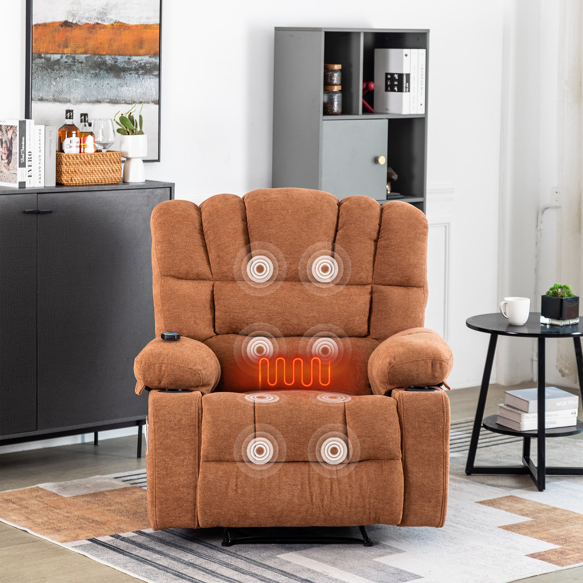 APRILSOUL - Massage Recliner Chair Sofa with Heating Vibration - Brown