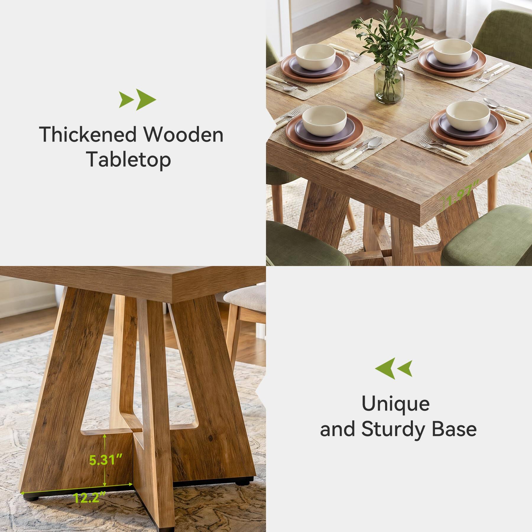 Thickened Wooden Tabletop
1.97"
5.31"
Unique and Sturdy Base
12.2"