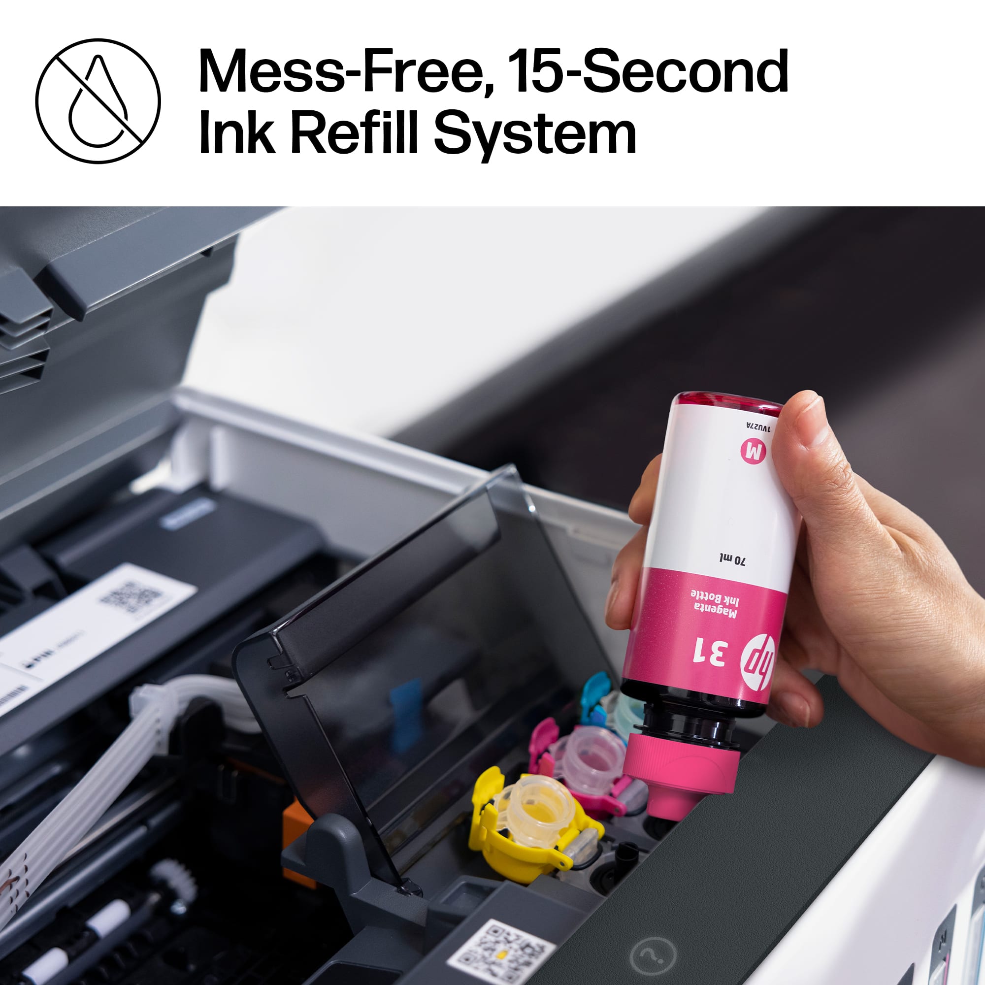 Mess-Free, 15-Second Ink Refill System
Magenta 31 ml Oz Bottle