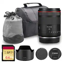 Canon - RF 35mm f/1.4 L VCM Lens (6710C002) + 64GB Card + Camera Bag - Black