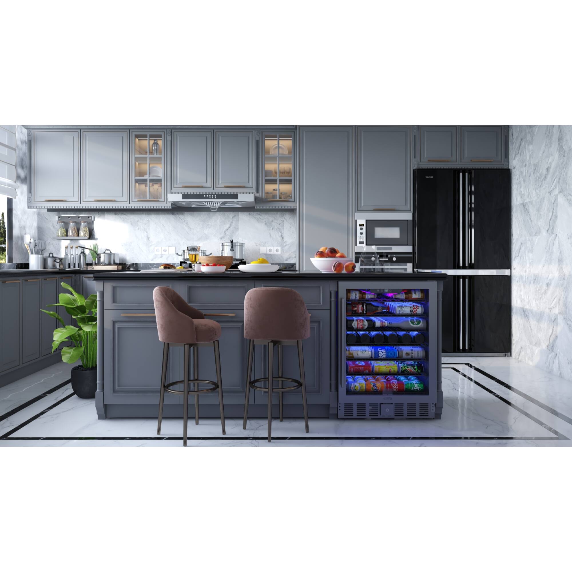 Alt View 7. Koolmore - 23.4 in. Stainless Steel, Glass-Door Built-In Refrigerator and Beverage Cooler, 5 Cu. ft. KM-BIR5C-GD. - Black and Stainless-Steel.