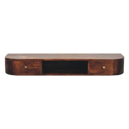 Front. Artisan Furniture - Artisan Furniture Solid Wood Lunar 2 Drawer Wall Mounted Chestnut Console, Brown - Brown.