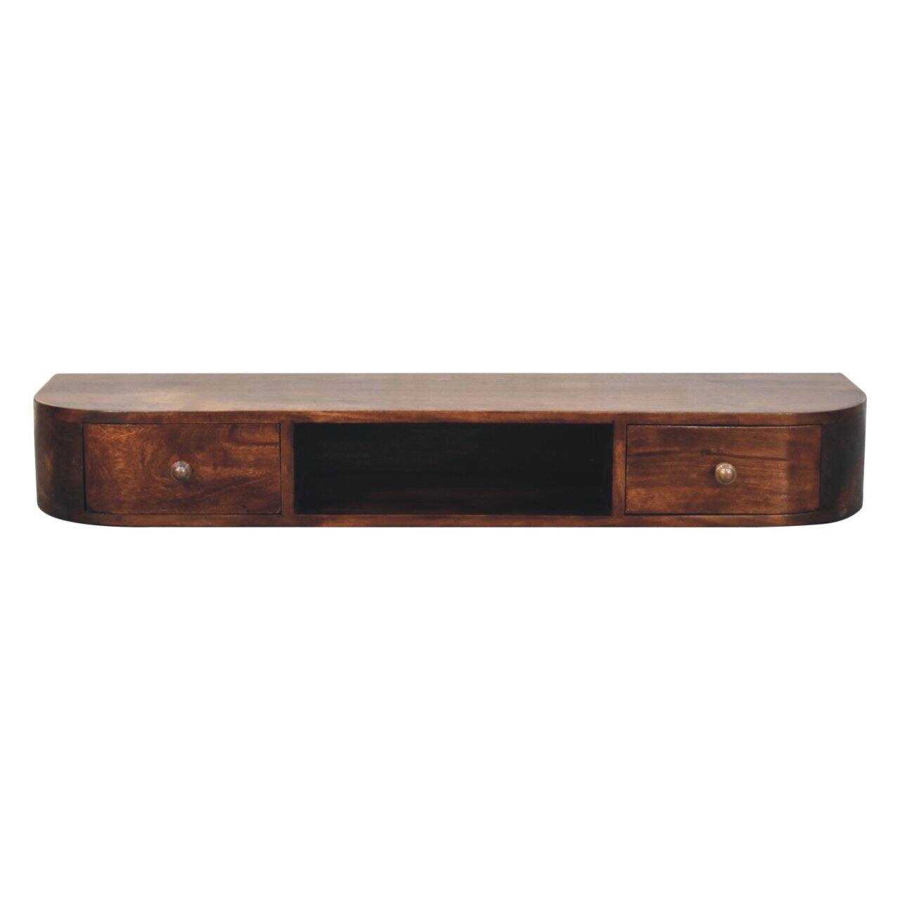 Front. Artisan Furniture - Artisan Furniture Solid Wood Lunar 2 Drawer Wall Mounted Chestnut Console, Brown - Brown.