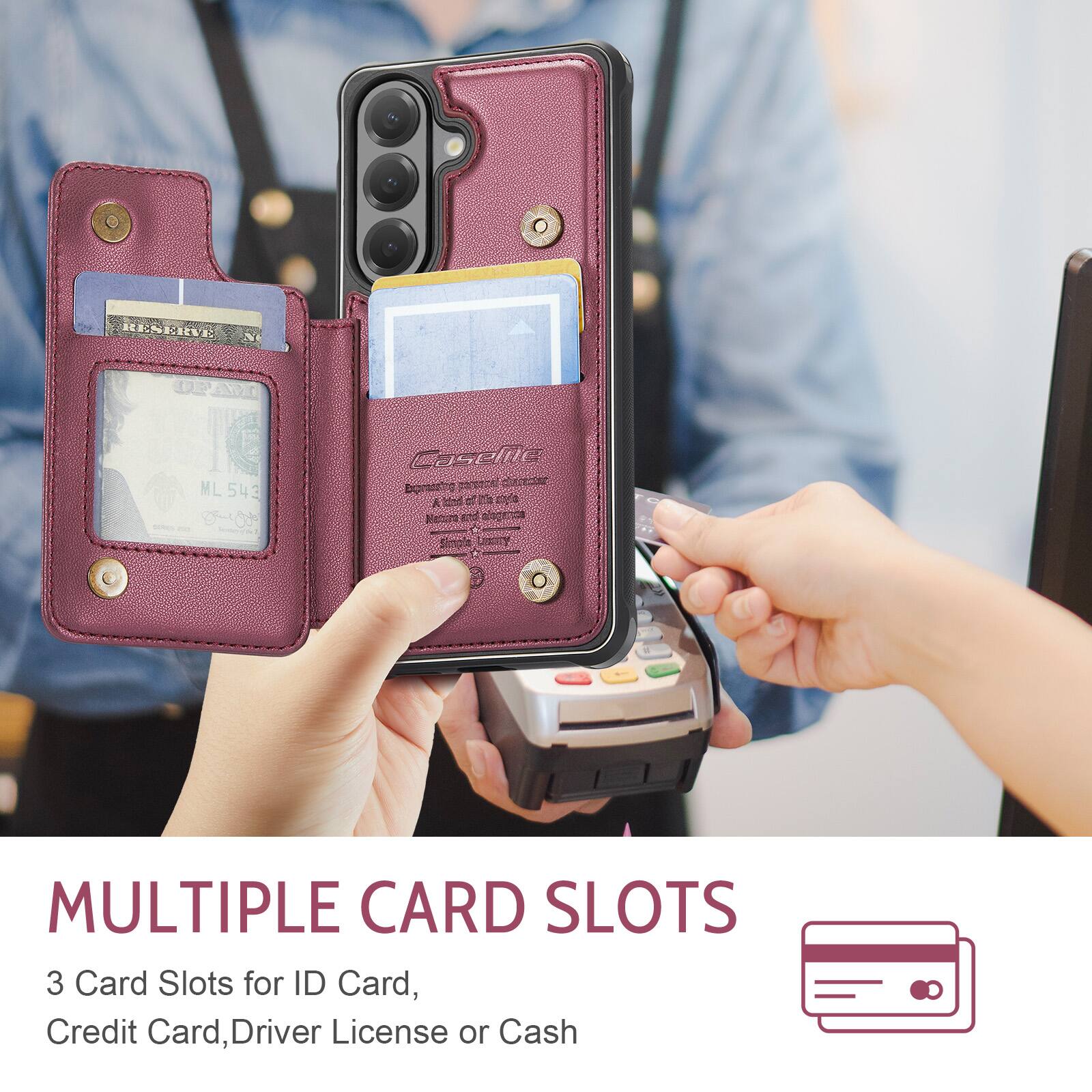 RESCUE N ML543 Caselite MULTIPLE CARD SLOTS 3 Card Slots for ID Card, Credit Card, Driver License or Cash