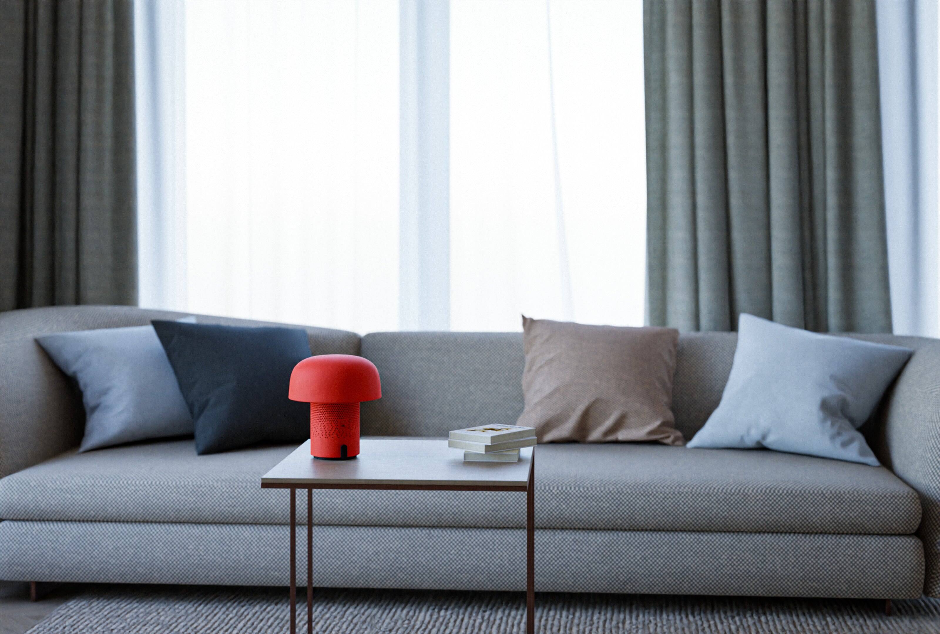 Alt View 2. Kooduu - Sensa Play- Orange Lamp, Cordless rechargeable indoor/outdoor speaker Lamp, Sound by JBL.