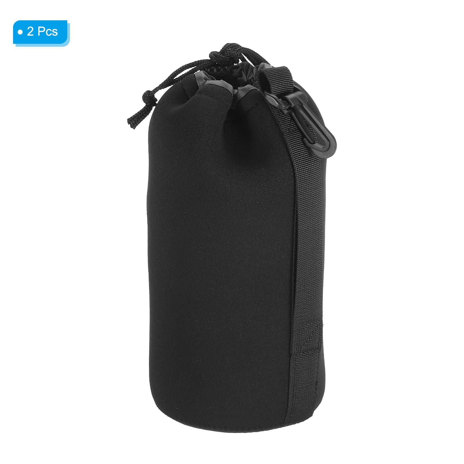 Alt View 2. Unique Bargains - Camera Lens Bag, 2pcs 3.5"x9.8" Drawstring Pouch with Thick Neoprene for DSLR Lens, Water Coffee Cups - Black.