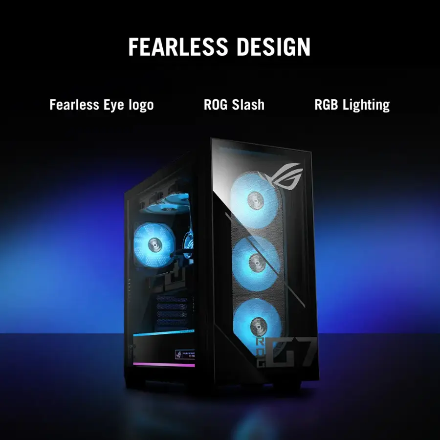 FEARLESS DESIGN, Fearless Eye logo, ROG Slash, RGB Lighting, A I 1 a R, ROC 7