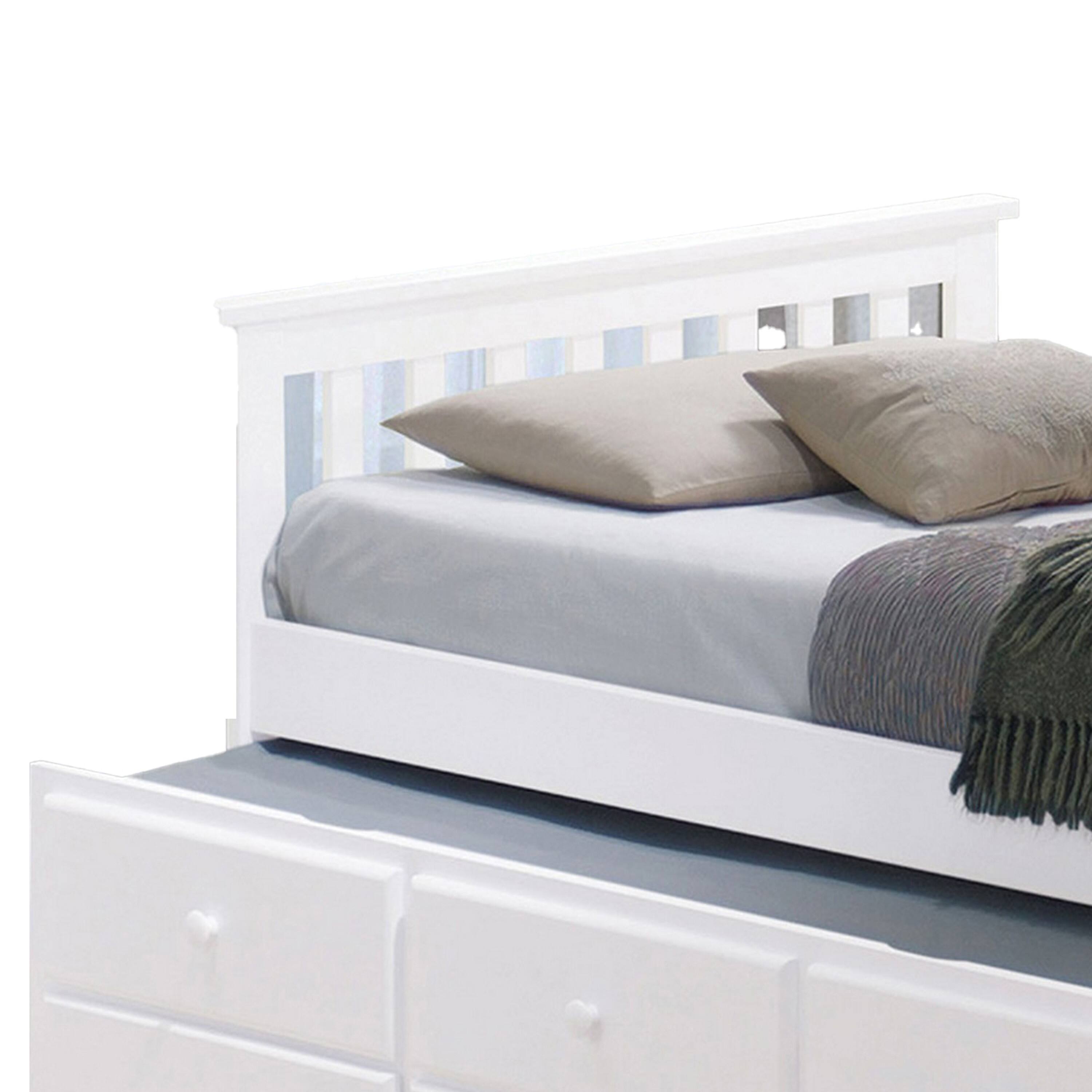 Alt View 2. Manhattan Lane - Clen Twin Captain Bed, Trundle with 3 Drawer Storage, White Solid Hardwood - White.