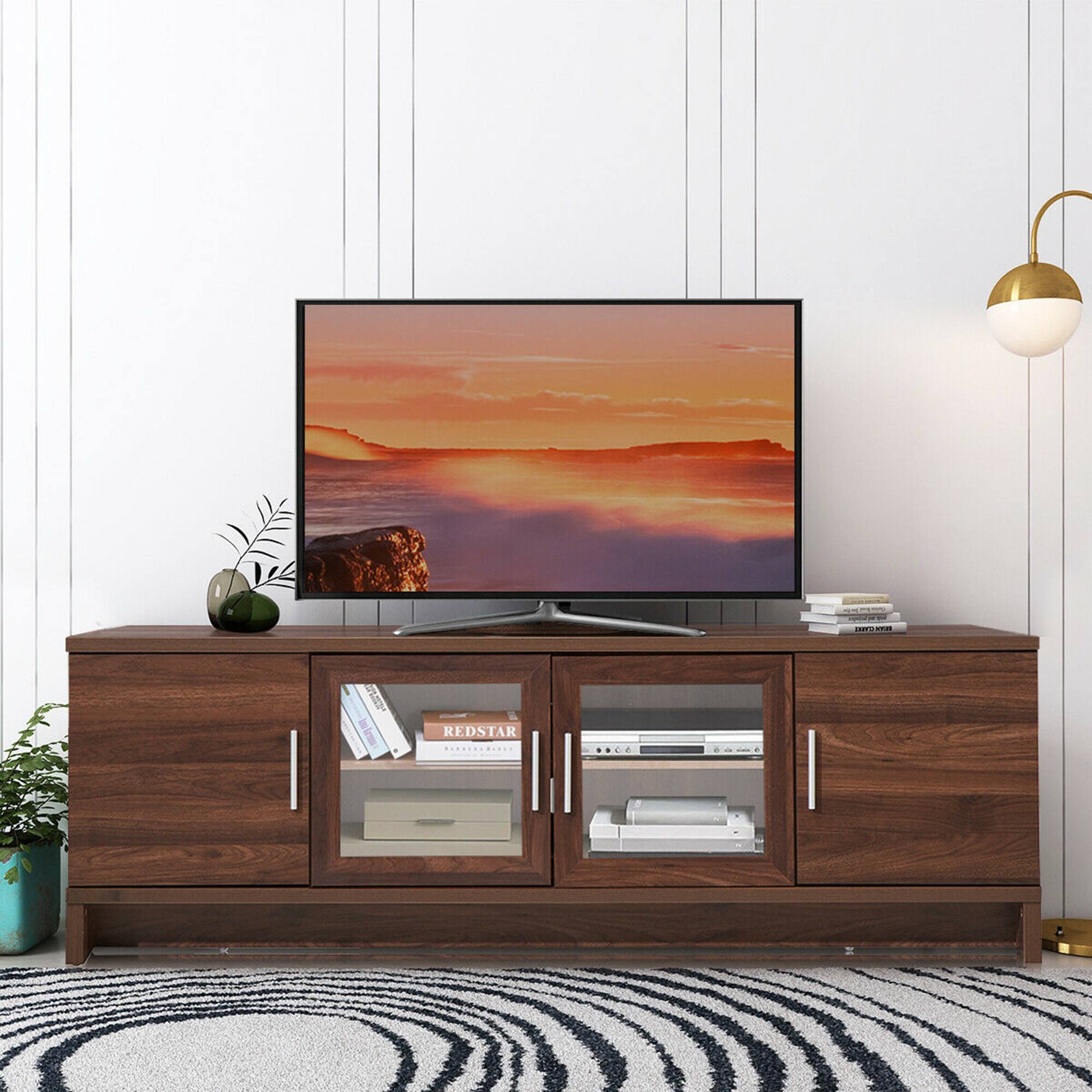 Alt View 11. Costway - TV Stand Media Entertainment Center for TV's up to 70'' with Storage Cabinet - Walnut.
