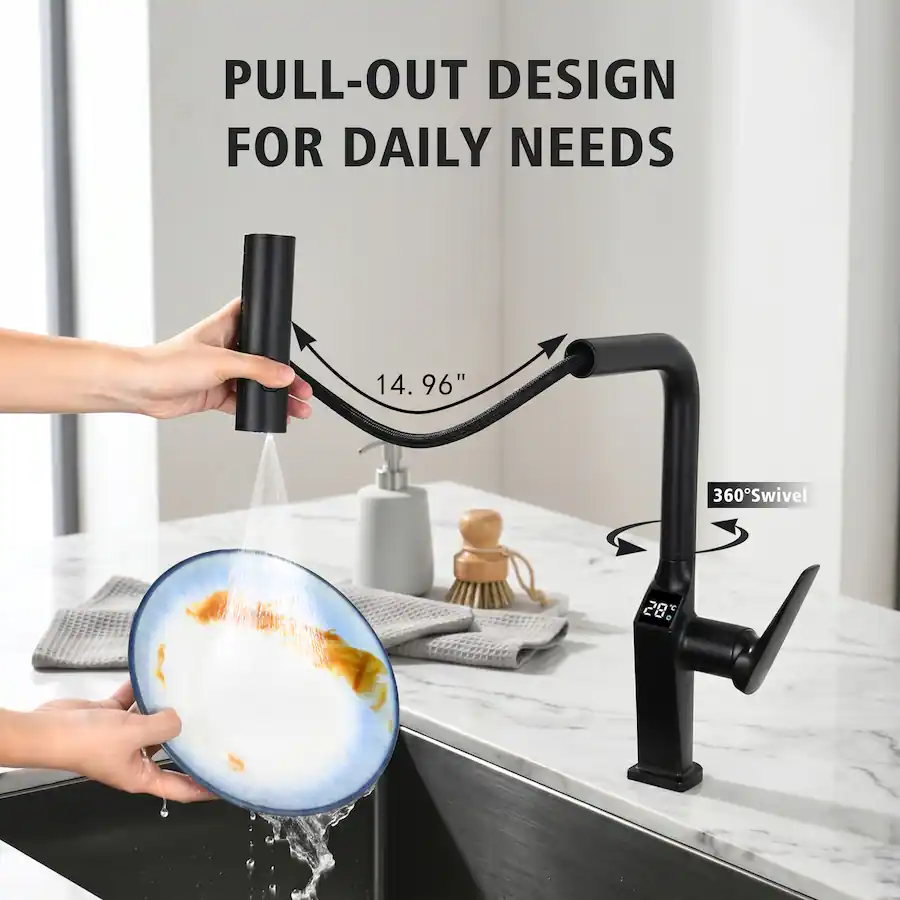 Matte Surface Function Boyel Living Touchless Kitchen Faucet with LED Display Motion Sensor ...