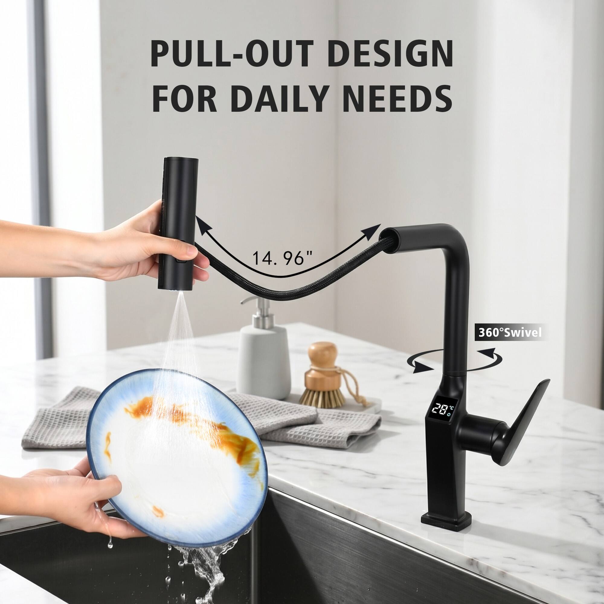 Boyel Living Touchless Kitchen Faucet with LED Display Motion Sensor ...