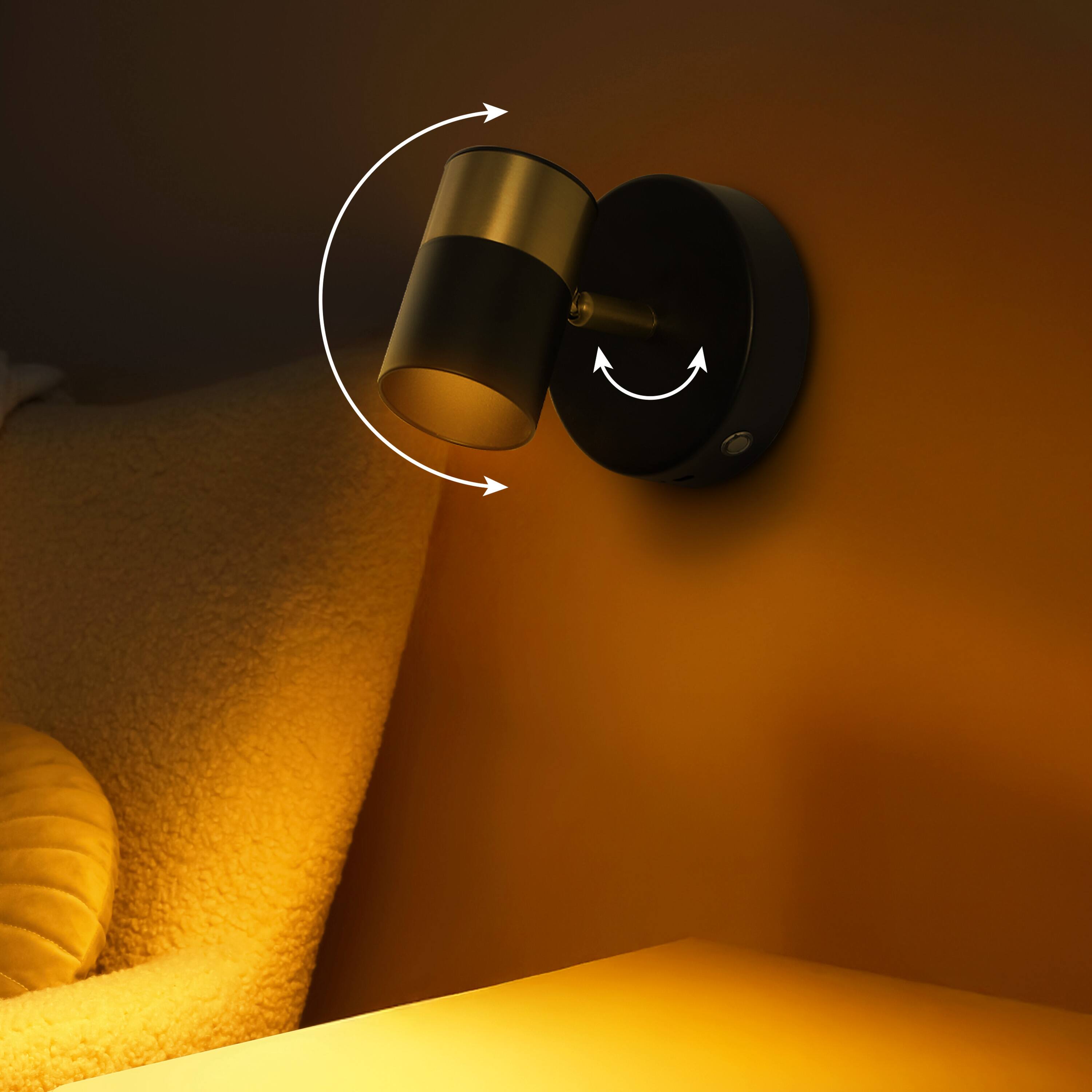 Alt View 9. Jonathan Y - Paola 6" 1-Light Adjustable Head Integrated Dimmable LED Rechargeable Spotlight with Touch Sensor, Black/Brass Gold - Black/Brass Gold.
