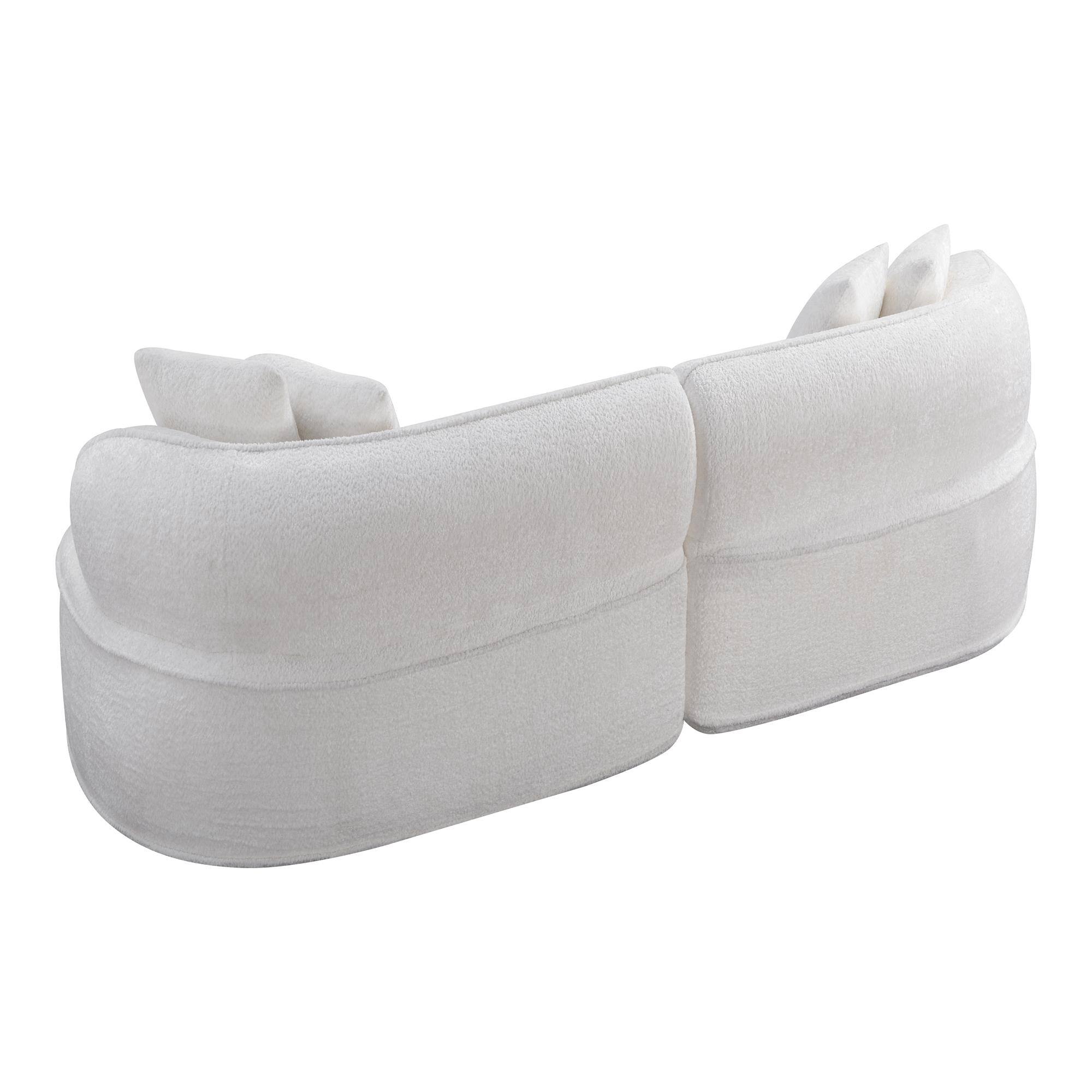 Alt View 5. Boyel Living - 114-Inch Curved Corduroy L-Shaped Cloud Sectional Sofa - White.